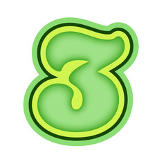 Fototapeta premium Green Alphabet Number 3