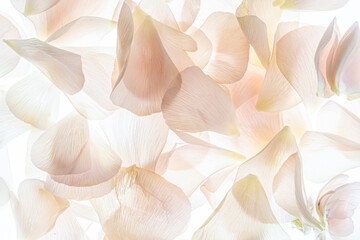 High key image of petals from pink carnation.