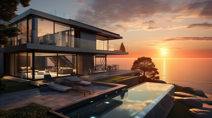 Sunset Sanctuary: Luxury Cliffside Villa Overlooking the Tranquil Sea