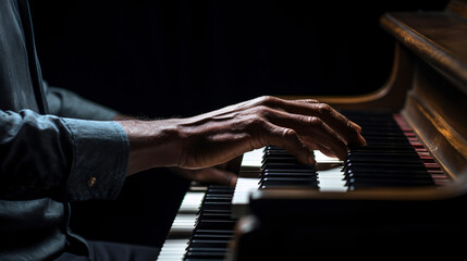 Fototapeta na wymiar Afro American man hands playing piano