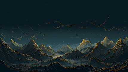 Mountain peak illustration, mountain aerial photography PPT background illustration