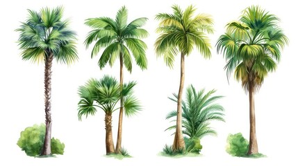 palm trees isolated on white background