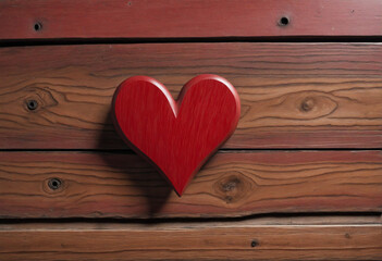 Hand-Carved Red Wooden Heart: A Symbol of Enduring Love and Craft - 