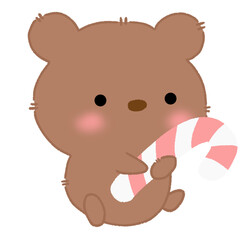 Little bear character on Christmas Eve