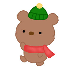 Little bear character on Christmas Eve