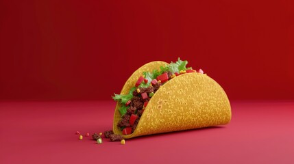 Delicious taco in studio, realistic, HD, copy space - generative ai