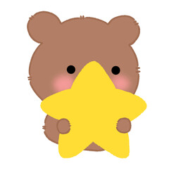 Little bear character on Christmas Eve