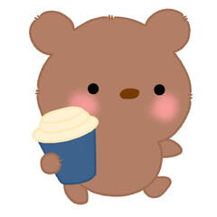 Little bear character on Christmas Eve