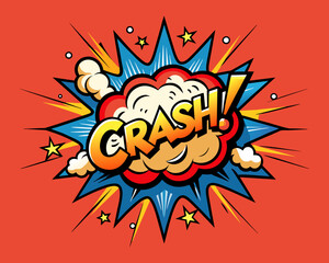 Comic Explosion. "CRASH" speech bubble. Cartoon explosion. 