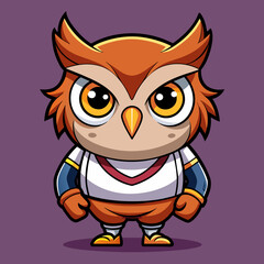 Fototapeta premium Owl Angry , Cute , sport wear style , Big eye , Full Human Body , Model Chibi , art 90 style 