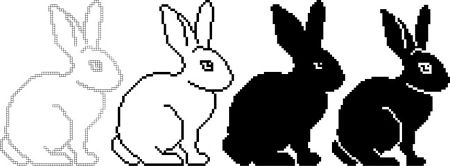 side view pixel art rabbit icon