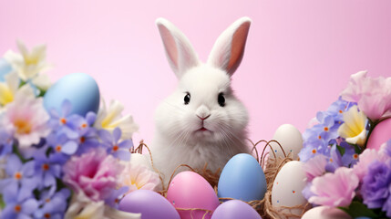 Naklejka na ściany i meble Creative composition. Easter bunny background