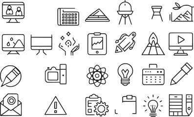 set of line icons of graphic design.