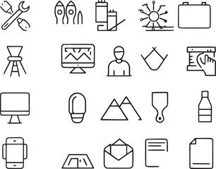 set of line icons of graphic design.