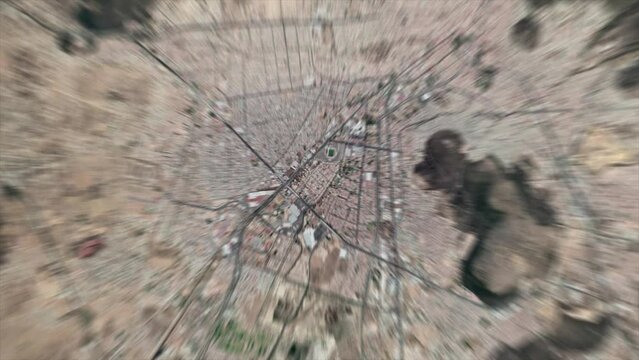 Earth Zoom on Pachuca de Soto City - Mexico