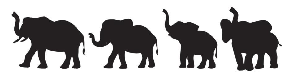 Foto op Aluminium silhouette of elephants vector set © bleskk