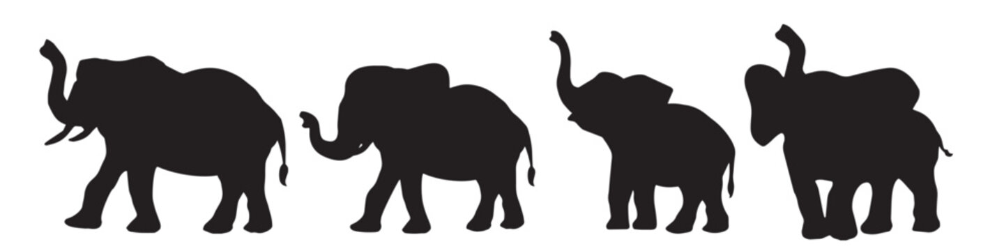 silhouette of elephants vector set