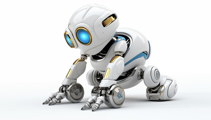 Futuristic robot on a white background