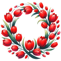 watercolor tulip,spring flower,tulip wreath