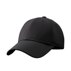 
black baseball cap mockup front view, png file of isolated cutout object on transparent background.
