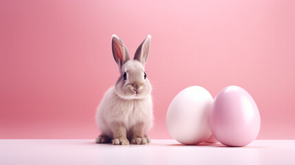 Happy Easter with bunny and color eggs