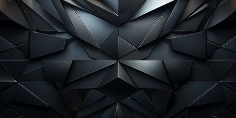 Black and blue with of sharp shapes patterns, Background with metallic elements, Metalic black background. 
