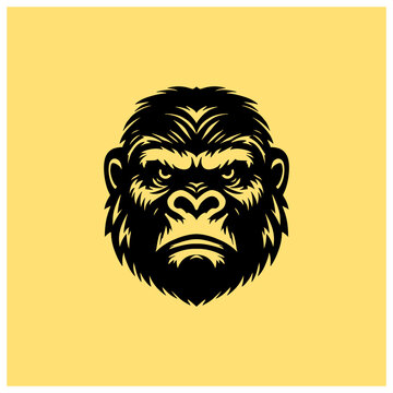 gorilla face fierce angry vector stencil silhouette