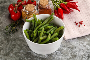 Vegan cuisine - boiled green bean