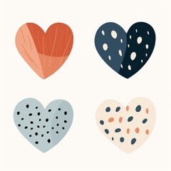 Cœur divers couleurs abstraites simples formes non uniformes tas poussiéreux dans le style d'un graphiste minimaliste