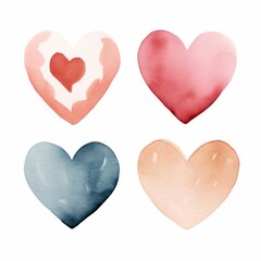 Fototapeta premium Cœur watercolor abstraites simples formes non uniformes tas poussiéreux dans le style d'un graphiste minimaliste