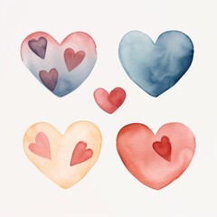 Cœur watercolor abstraites simples formes non uniformes tas poussiéreux dans le style d'un graphiste minimaliste