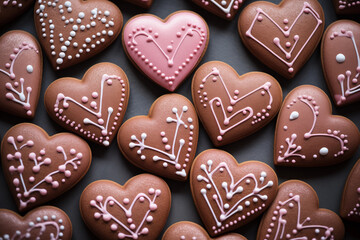 Heart gingerbread. Valentine's day background. Background of hearts