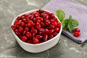 Ripe sweet and juicy cornus