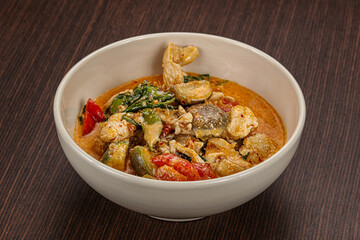 Thai red spicy curry with chicken