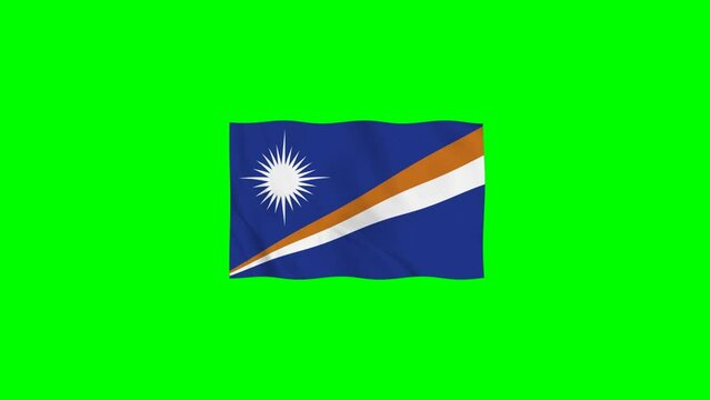 Marshall Islands Vector Waving Flag Motion loop 4K Resolution with Green Screen	