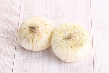 Raw white onion heap isolated
