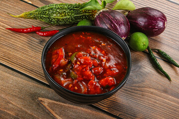 Asian cuisine - prawn in hot garlic sauce