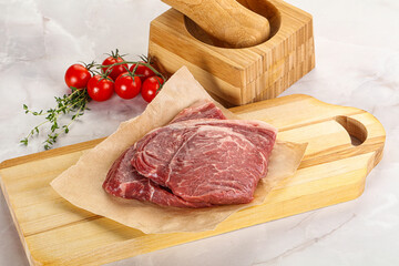 Uncooked raw beef steak for grill