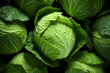 Fototapeta premium Food background - cabbage background, top view