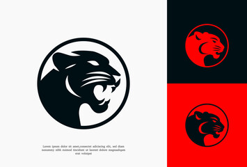 silhouette panther head vector logo design template © Ari