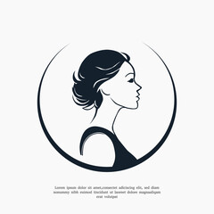 Beauty face women side view Vector illustration