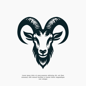 silhouette goat head logo design template