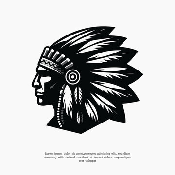 silhouette native indian apache logo design template