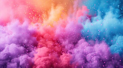 Vivid Color Burst: Powder Explosion, vibrant explosion of colored powder creating a dynamic, abstract background symbolizing creativity and energy - obrazy, fototapety, plakaty
