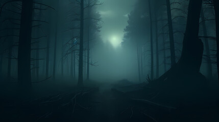 Obraz premium Forest landscape, exotic foggy forest