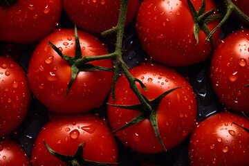 Food background - tomatoes background, top view