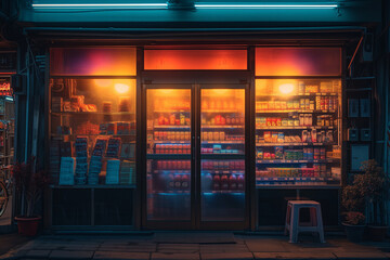 window of a store in the night