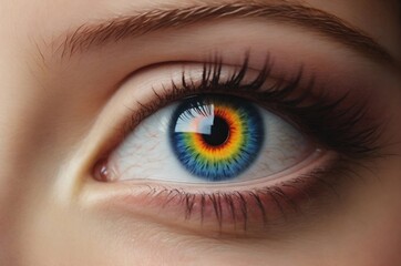 Fototapeta premium Close up cropped view of woman's eye with iridescent pupil
