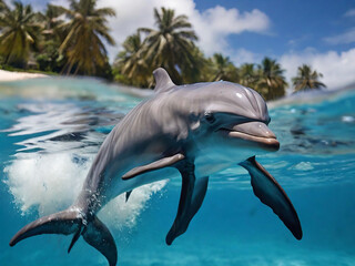 Playful Blue Dolphin in Tropical Waters