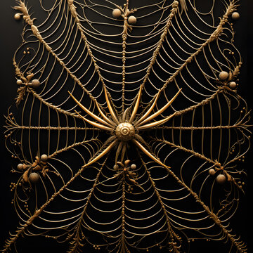 Web Design Gold Colour Cobweb Spider Web